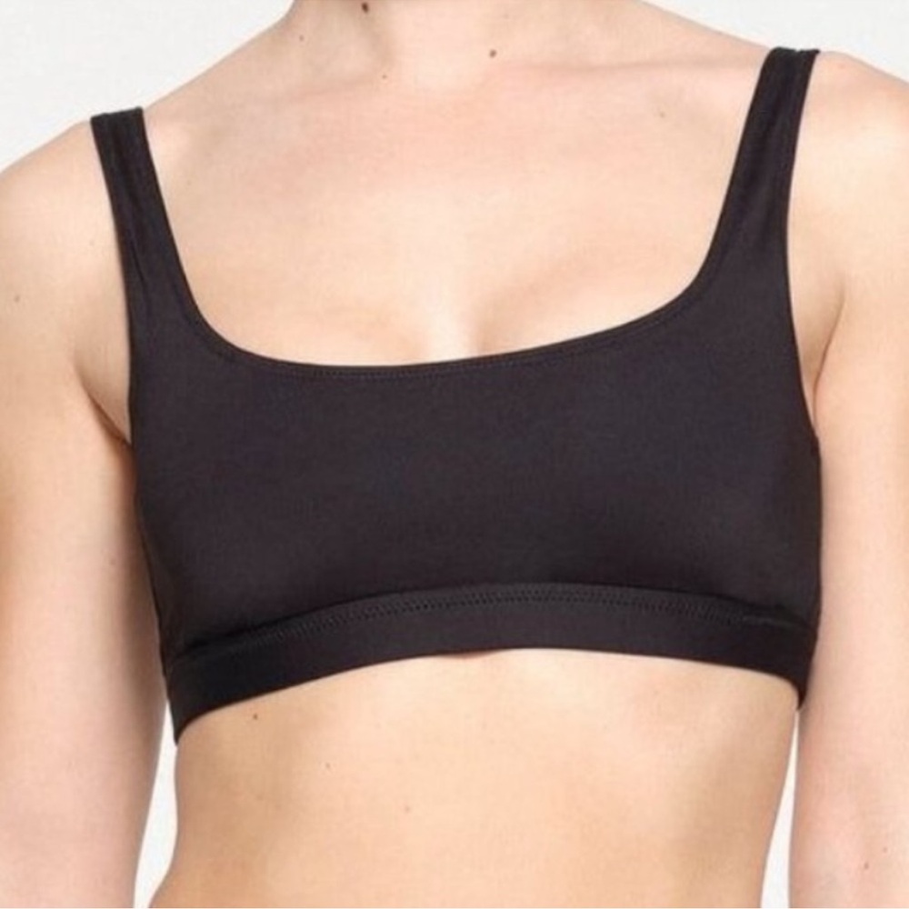 SKIMS Black Bikini Top and Pink Bottoms